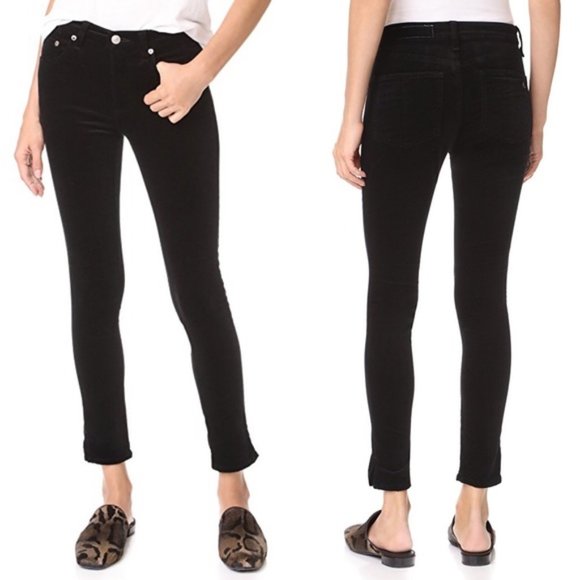 rag & bone Pants - Rag & Bone Black Velvet High Rise Skinny Pants 24
